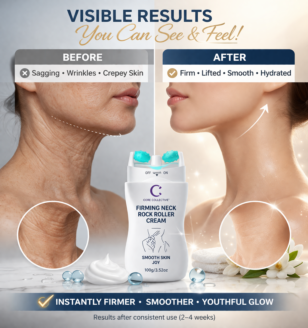 CCollective™ - Firming Neck Massage Roller Cream – Hydrating & Lifting Neck Treatment with Hyaluronic Acid, Squalane & Shea Butter