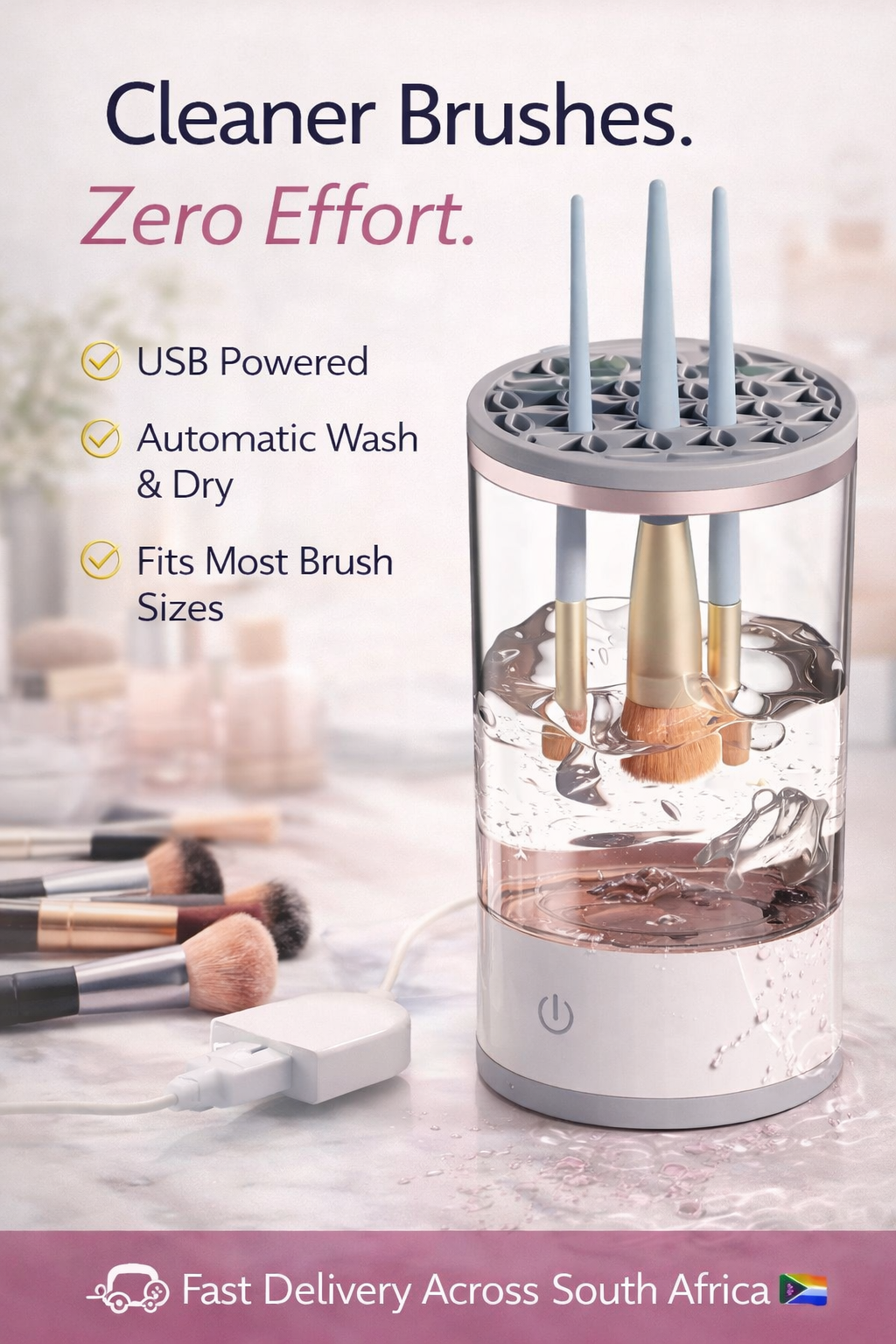 Portable Electric Makeup Brush Cleaner – USB Rechargeable Automatic Brush Washing Machine for Fast, Hygienic Cleaning