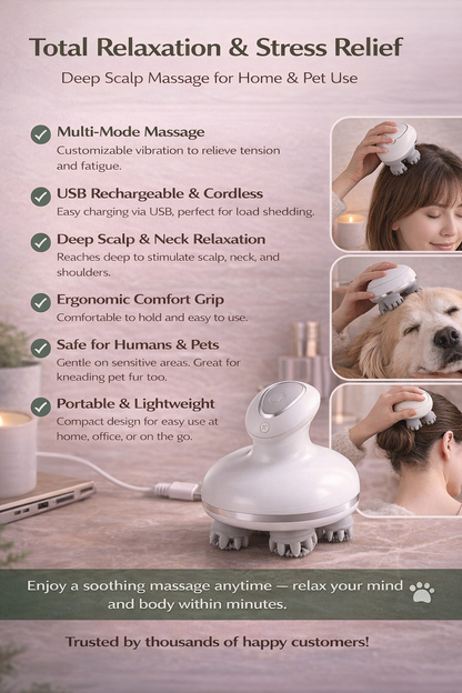 Electric Cordless Scalp Massager – 4-Mode Deep Cleansing, Hair Growth & Stress Relief