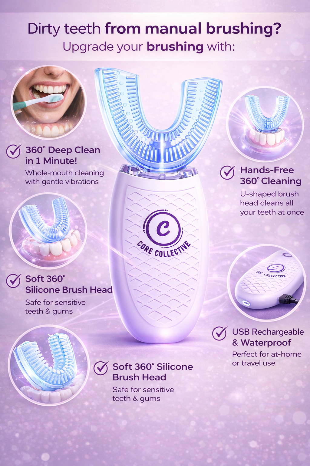 U-Shaped Electric Toothbrush – 360° Deep Clean in Seconds - CCollective