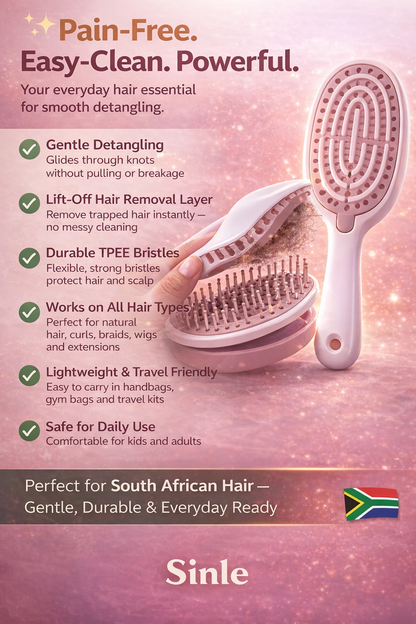 CCollective™ - Fast & Easy Hair Detangling Brush with Retractable Comb – Self-Cleaning Hair Brush