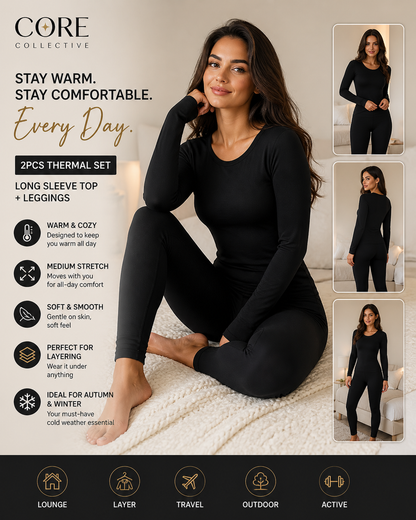 2-Piece Women’s Thermal Set – Long Sleeve Top & Leggings