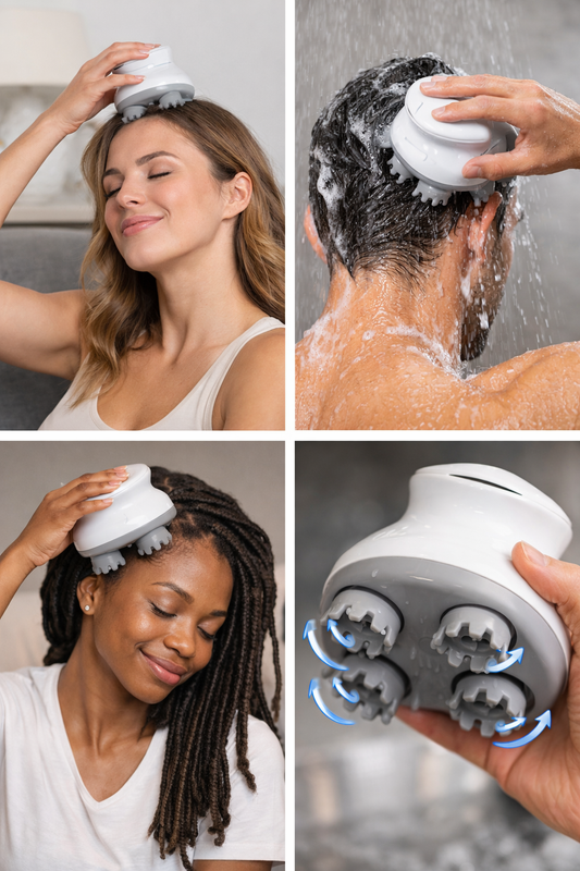 Electric Cordless Scalp Massager – 4-Mode Deep Cleansing, Hair Growth & Stress Relief