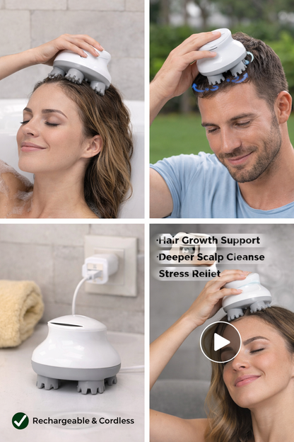Electric Cordless Scalp Massager – 4-Mode Deep Cleansing, Hair Growth & Stress Relief