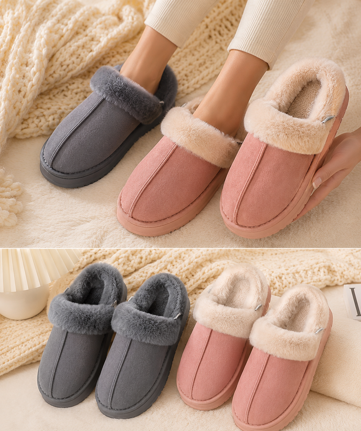 Women’s Luxury Plush Winter Slippers – Thick Sole Cozy Indoor Shoes