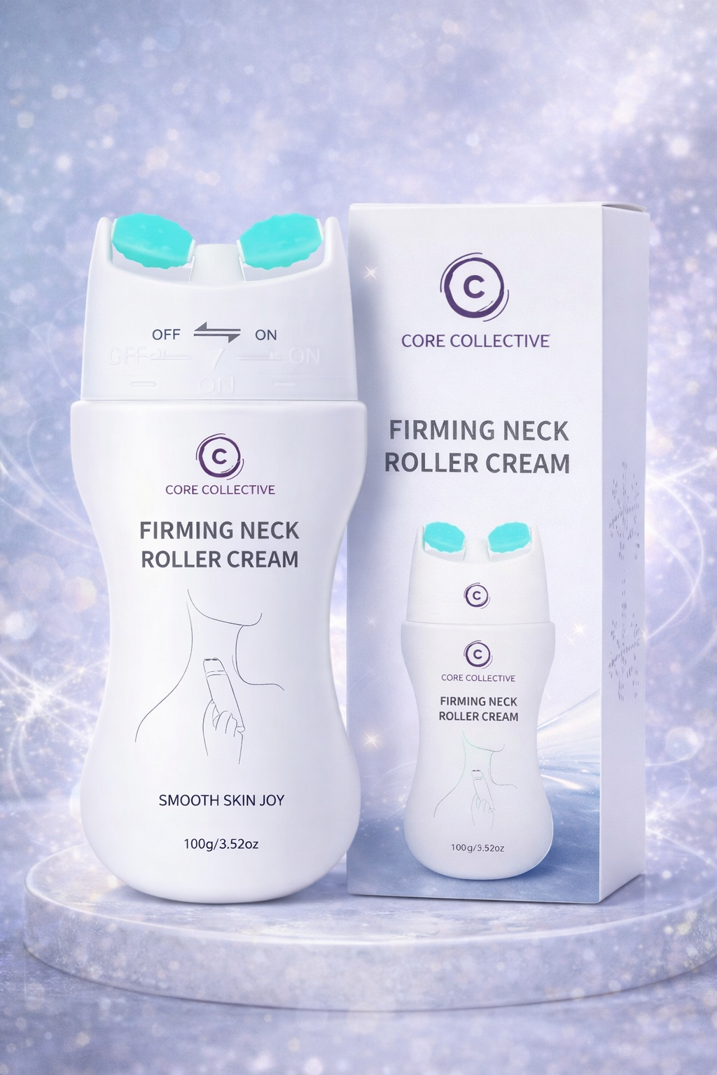 CCollective™ - Firming Neck Massage Roller Cream – Hydrating & Lifting Neck Treatment with Hyaluronic Acid, Squalane & Shea Butter