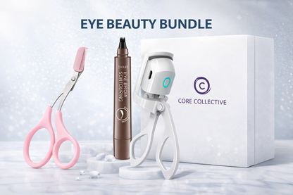 CCollective™ - 3-in-1 Eye Beauty Bundle – Eyebrow Trimmer, Microblading Brow Pen & Electric Eyelash Curler | Complete Brow & Lash Styling Kit
