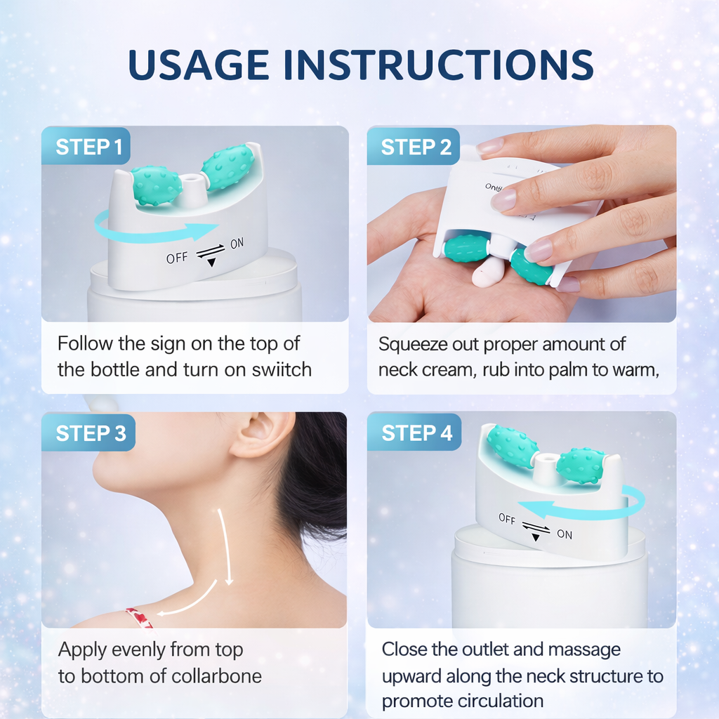 CCollective™ - Firming Neck Massage Roller Cream – Hydrating & Lifting Neck Treatment with Hyaluronic Acid, Squalane & Shea Butter