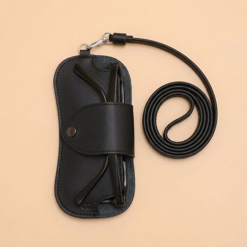 Core Collective™ Neck Lanyard Glasses Pouch - Black