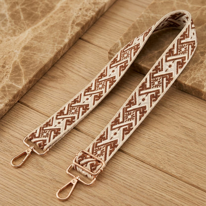 Wide Woven Pattern Strap - Brown