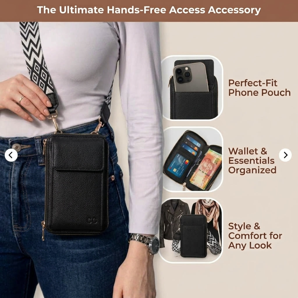 Core Collective™ Crossbody Sling Phone + Purse — Black