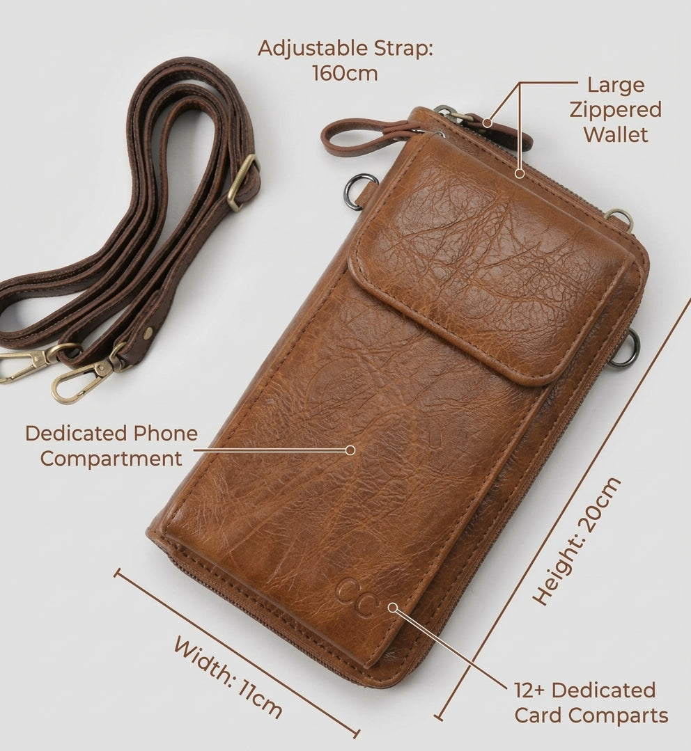 Core Collective™ Crossbody Sling Phone + Purse — Brown