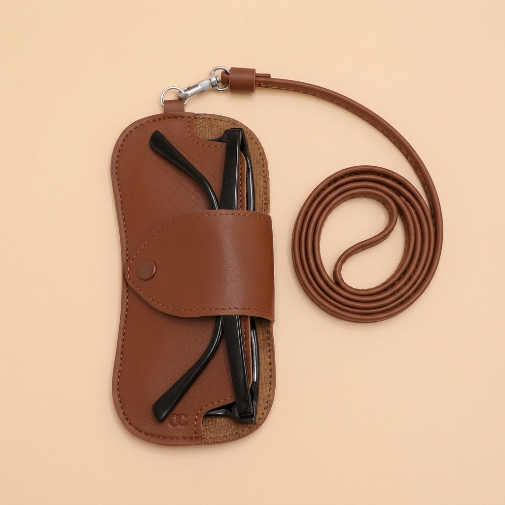 Core Collective™ Neck Lanyard Glasses Pouch - Brown