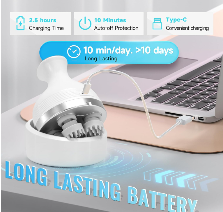 Electric Cordless Scalp Massager – 4-Mode Deep Cleansing, Hair Growth & Stress Relief