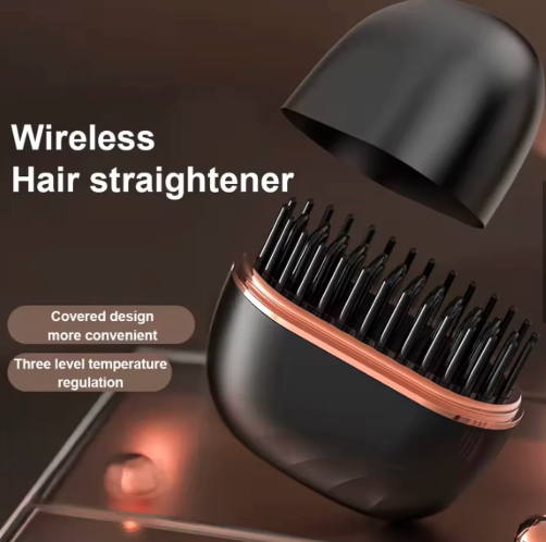Compact Cordless Hair Straightening Comb – Pocket-Size USB Rechargeable Styling Brush