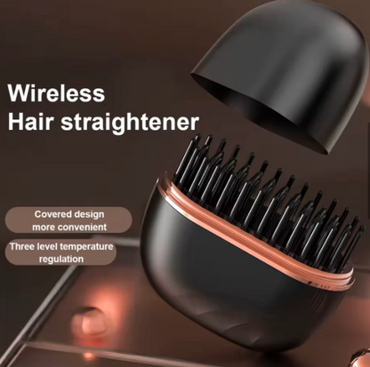 Compact Cordless Hair Straightening Comb – Pocket-Size USB Rechargeable Styling Brush