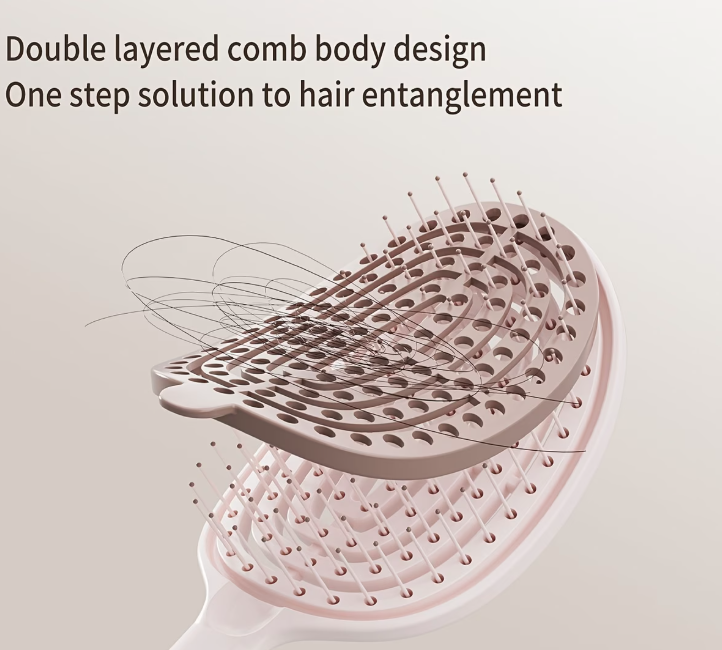 CCollective™ - Fast & Easy Hair Detangling Brush with Retractable Comb – Self-Cleaning Hair Brush