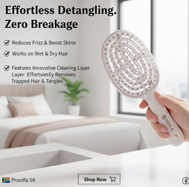 CCollective™ - Fast & Easy Hair Detangling Brush with Retractable Comb – Self-Cleaning Hair Brush