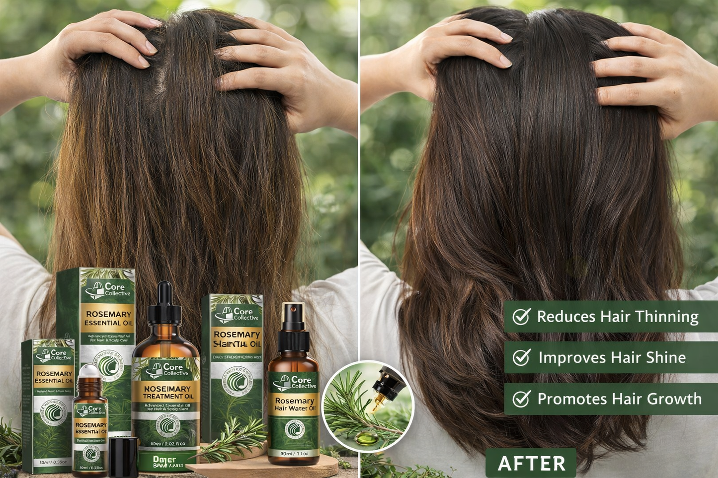 Rosemary Hair Care Gift Box – Natural Rosemary Oil & Hair Water Set for Hair Growth, Strengthening & Moisturizing | Lightweight Scalp Treatment | Summer Self-Care Gift