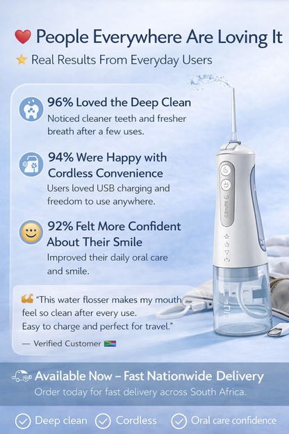Portable 4-in-1 Cordless Water Flosser – Deep Clean Teeth & Gums Anywhere