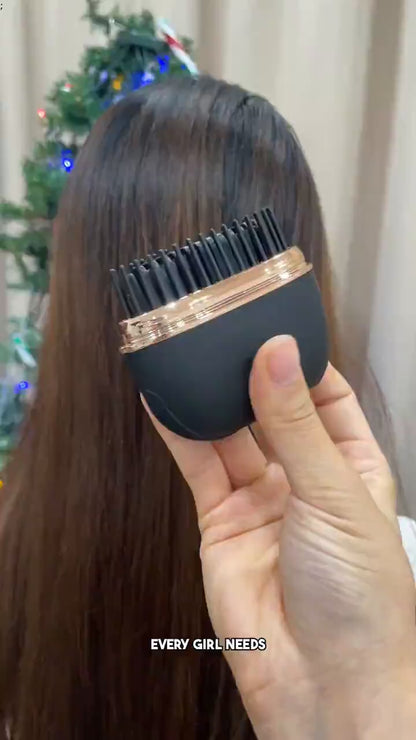 Compact Cordless Hair Straightening Comb – Pocket-Size USB Rechargeable Styling Brush