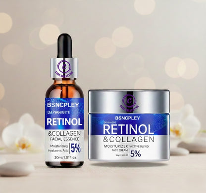 CCollective™ - Retinol & Collagen Firming Cream + Hydrating Serum Duo (FREE Serum Included) Alcohol-Free - Anti-Aging Skincare Set for All Skin Types