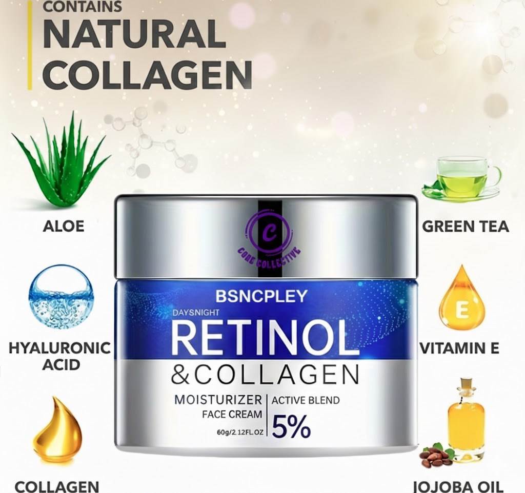 CCollective™ - Retinol & Collagen Firming Cream + Hydrating Serum Duo (FREE Serum Included) Alcohol-Free - Anti-Aging Skincare Set for All Skin Types