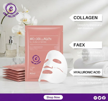 Bio-Collagen Face Masks (8-Pack) Deep Moisture • Firming • Glow Boost • All Skin Types